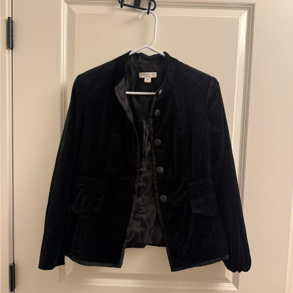 Coldwater Creek Women's Black Velvet Button-Front Jacket Whimsigoth Size 4